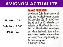 Revue Avignon - Color Tango octobre 2005