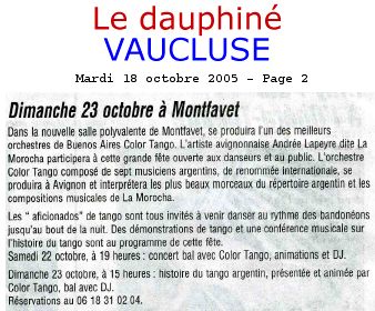 Le Dauphione - Color Tango Avignon - octobre 2005