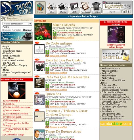 Andr&eacute;e Lapeyre Alma Tango pr&eacute;sent&eacute; sur le Site Internet de ZIVAL'S Buenos Aires Callao et Corrientes www.tangostore.com le 30 novembre 2006