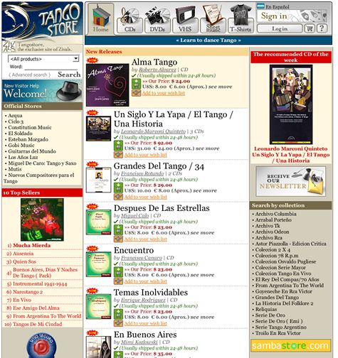 Andr&eacute;e Lapeyre Alma Tango pr&eacute;sent&eacute; sur le Site Internet de ZIVAL'S Buenos Aires Callao et Corrientes www.tangostore.com le 5 d&eacute;cembre 2006